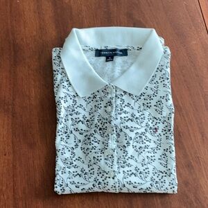 Tommy Hilfiger Women's White Patterned Polo Shirt